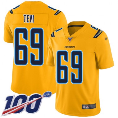 Los Angeles Chargers NFL Football Sam Tevi Gold Jersey Youth Limited  #69 100th Season Inverted Legend->youth nfl jersey->Youth Jersey